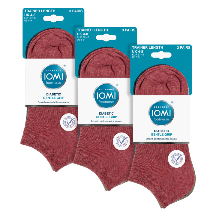 9 Pack Womens Diabetic Trainer Socks | Wide Ankle Socks for Swollen Feet