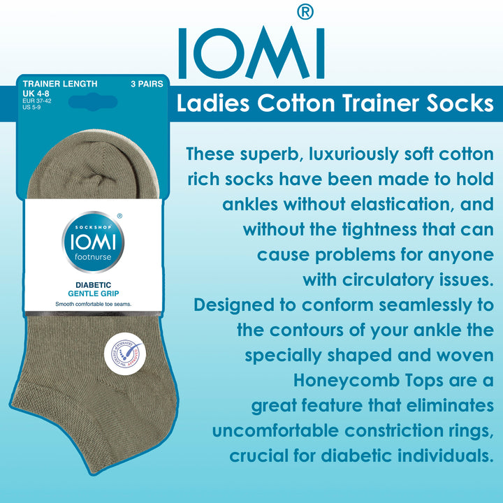 9 Pack Womens Diabetic Trainer Socks | Wide Ankle Socks for Swollen Feet