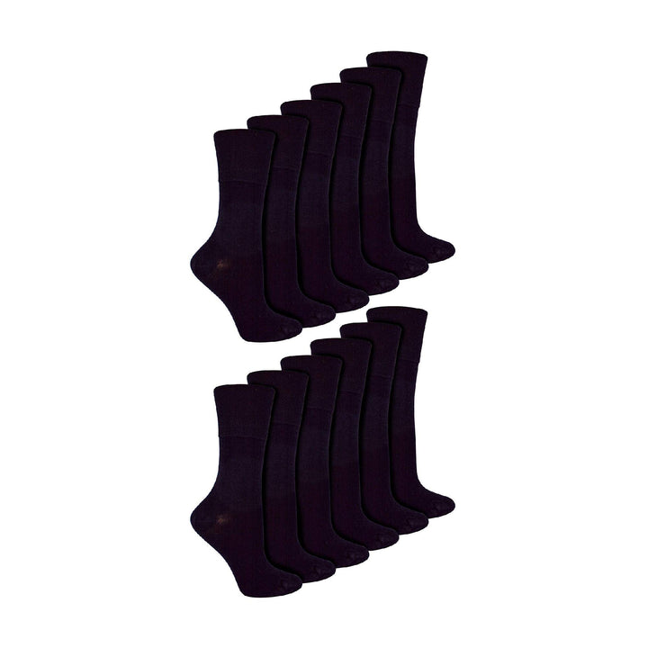 12 Pairs Ladies Diabetic Bamboo Socks | Non Elastic Gentle Grip Top Socks