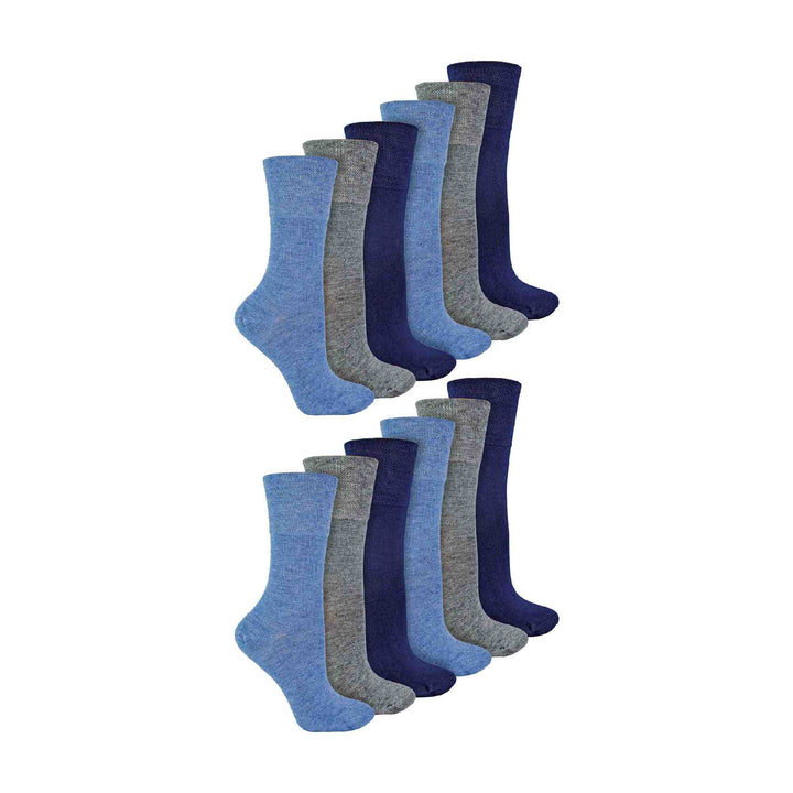12 Pairs Ladies Diabetic Bamboo Socks | Non Elastic Gentle Grip Top Socks