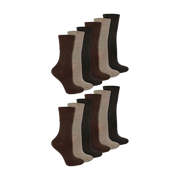 12 Pairs Ladies Diabetic Bamboo Socks | Non Elastic Gentle Grip Top Socks