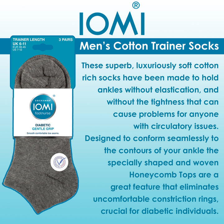 9 Pack Mens Diabetic Trainer Socks | Non Elastic Extra Wide Ankle Socks