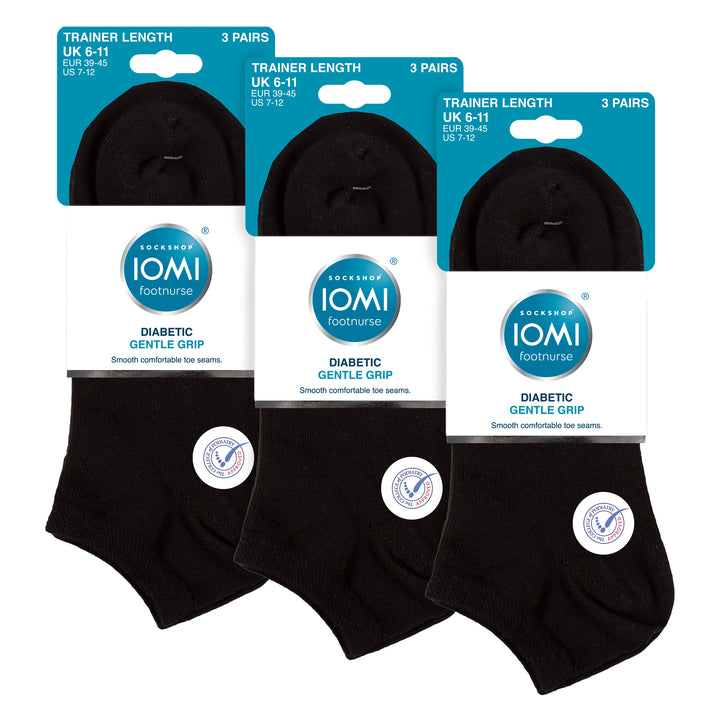 9 Pack Mens Diabetic Trainer Socks | Non Elastic Extra Wide Ankle Socks