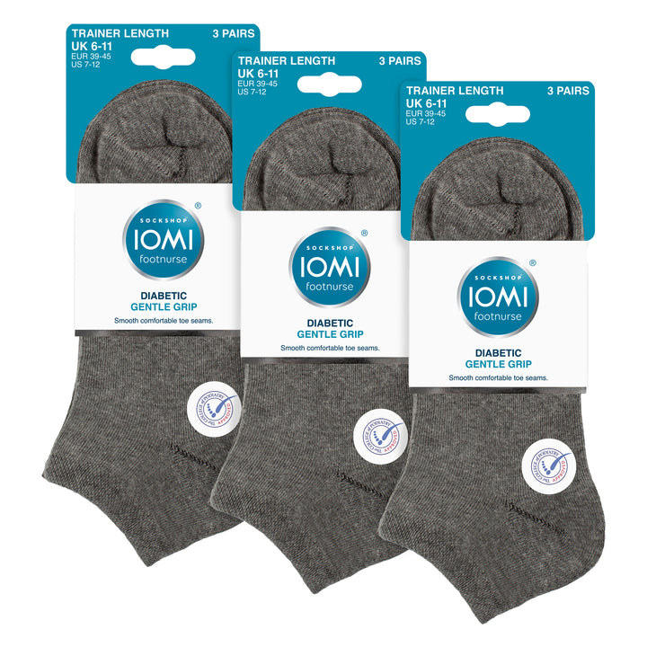 9 Pack Mens Diabetic Trainer Socks | Non Elastic Extra Wide Ankle Socks