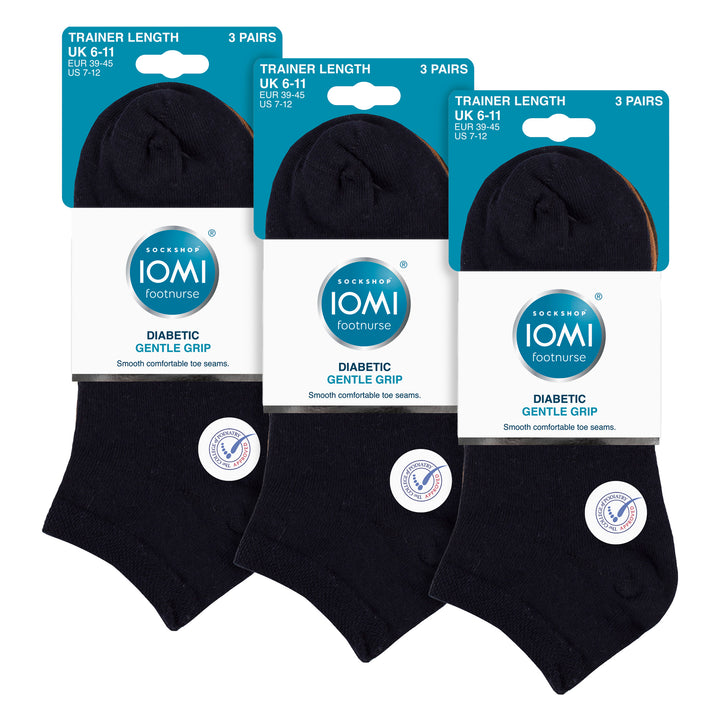 9 Pack Mens Diabetic Trainer Socks | Non Elastic Extra Wide Ankle Socks