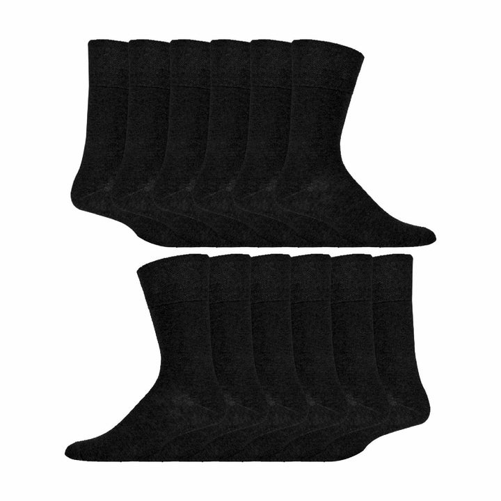 12 Pairs Mens Gentle Grip Top Diabetic Socks | Non Elastic Cotton Socks