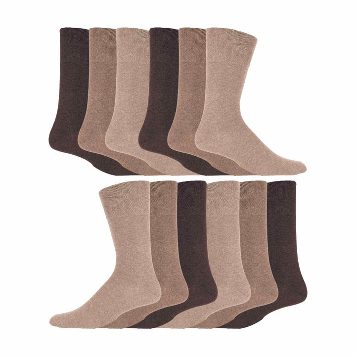 12 Pairs Mens Gentle Grip Top Diabetic Socks | Non Elastic Cotton Socks