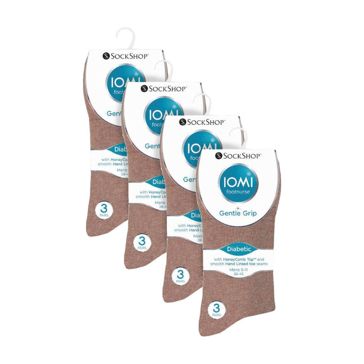 12 Pairs Mens Gentle Grip Top Diabetic Socks | Non Elastic Cotton Socks