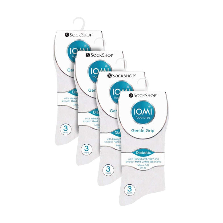 12 Pairs Mens Gentle Grip Top Diabetic Socks | Non Elastic Cotton Socks