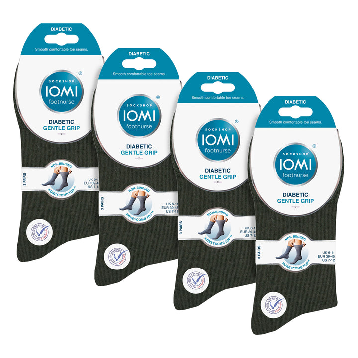 12 Pairs Mens Gentle Grip Top Diabetic Socks | Non Elastic Cotton Socks