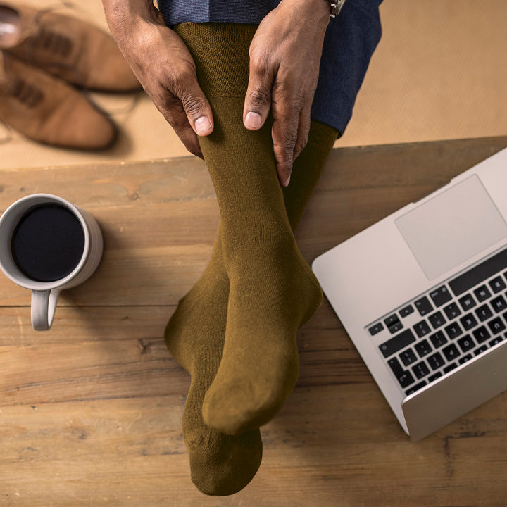 Lot de 6 paires de chaussettes diabétiques en coton non élastiques pour hommes avec orteils sans couture