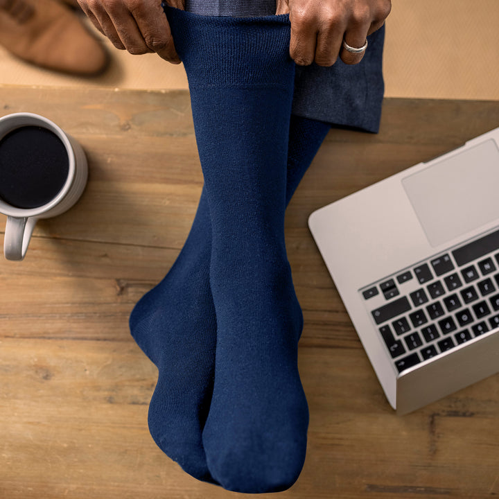 Lot de 6 paires de chaussettes diabétiques en coton non élastiques pour hommes avec orteils sans couture