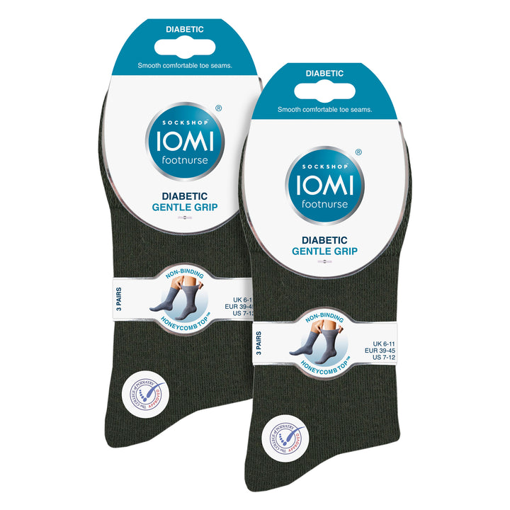 Lot de 6 paires de chaussettes diabétiques en coton non élastiques pour hommes avec orteils sans couture