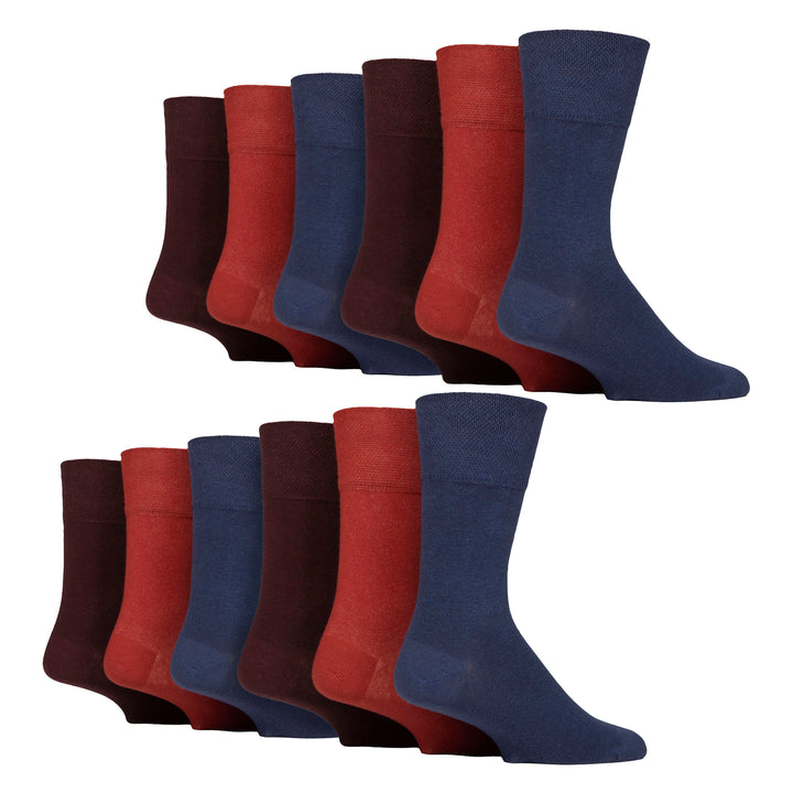 12 Pairs Mens Gentle Grip Top Diabetic Socks | Non Elastic Cotton Socks