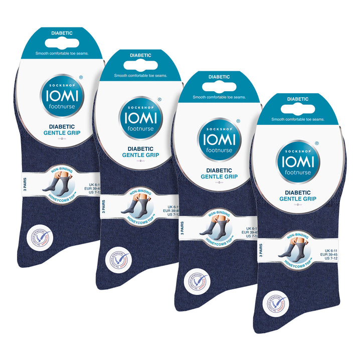 12 Pairs Mens Gentle Grip Top Diabetic Socks | Non Elastic Cotton Socks