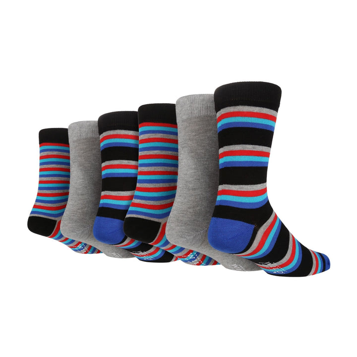 6 Pairs Mens Multipack Bamboo Dress Socks with Stylish Stripes and Polka Dots