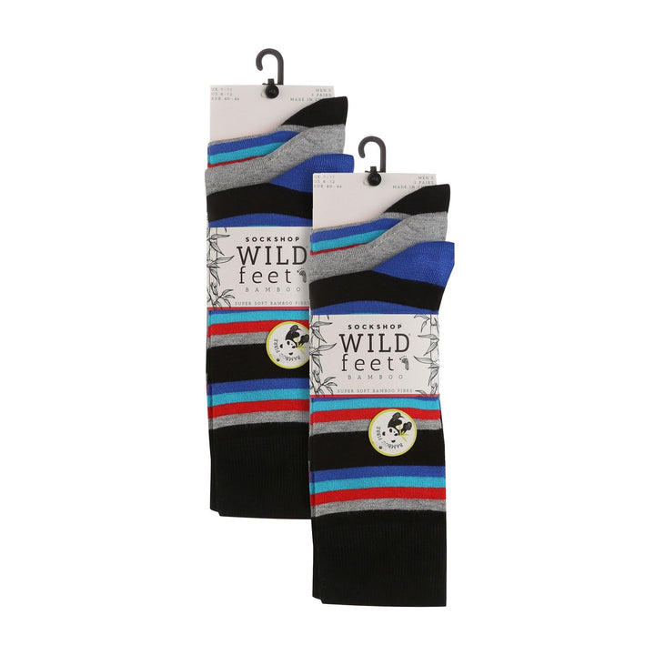 6 Pairs Mens Multipack Bamboo Dress Socks with Stylish Stripes and Polka Dots