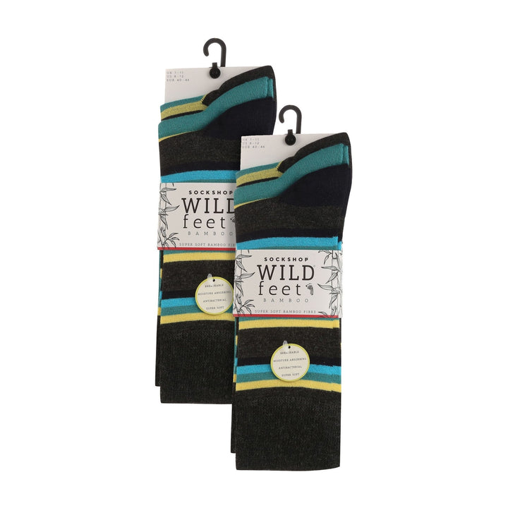 6 Pairs Mens Multipack Bamboo Dress Socks with Stylish Stripes and Polka Dots