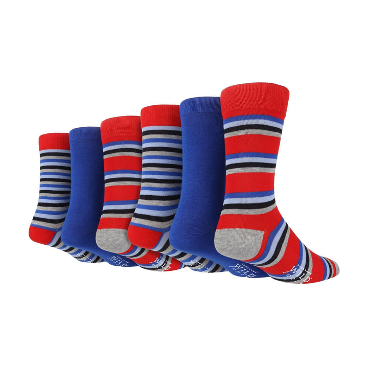 6 Pairs Mens Multipack Bamboo Dress Socks with Stylish Stripes and Polka Dots