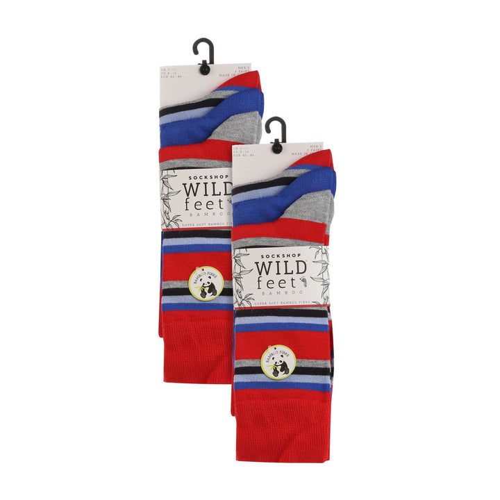 6 Pairs Mens Multipack Bamboo Dress Socks with Stylish Stripes and Polka Dots