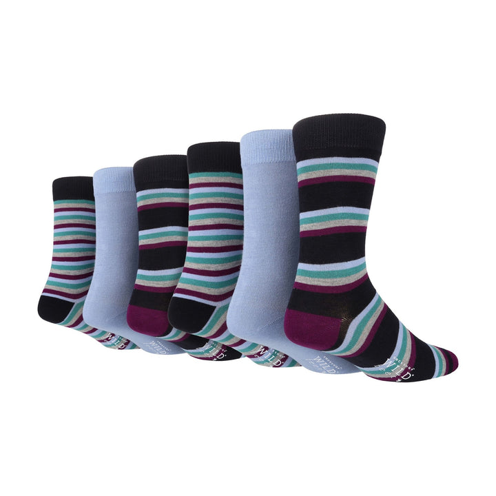 6 Pairs Mens Multipack Bamboo Dress Socks with Stylish Stripes and Polka Dots