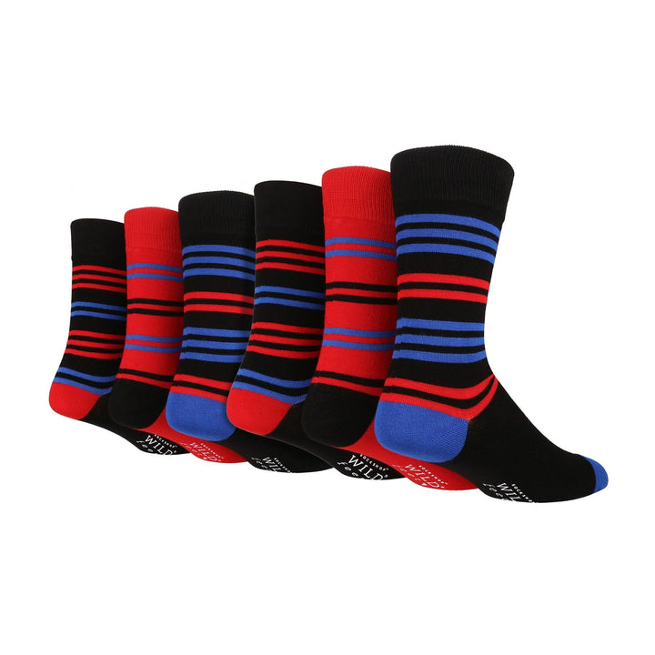 6 Pairs Mens Multipack Bamboo Dress Socks with Stylish Stripes and Polka Dots