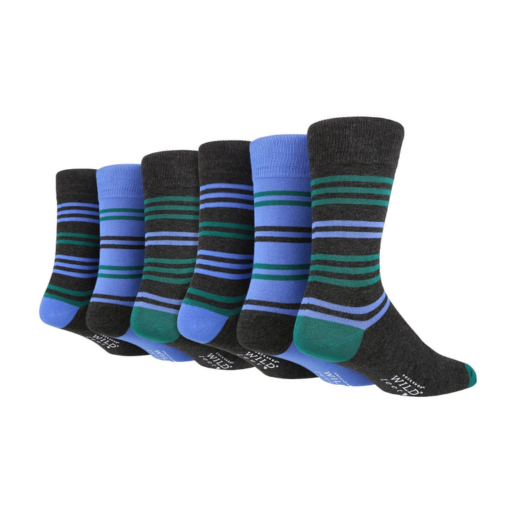 6 Pairs Mens Multipack Bamboo Dress Socks with Stylish Stripes and Polka Dots