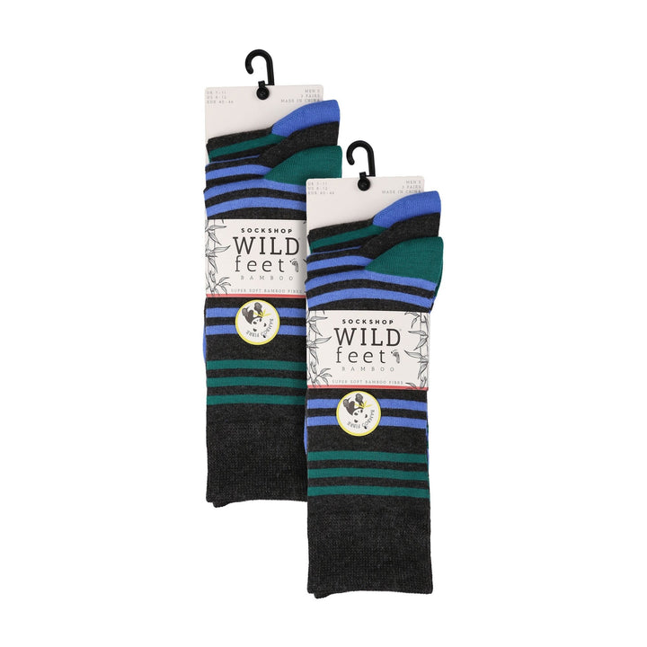 6 Pairs Mens Multipack Bamboo Dress Socks with Stylish Stripes and Polka Dots