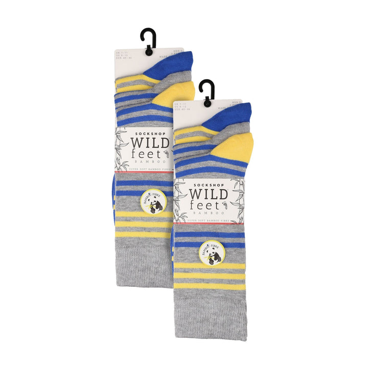 6 Pairs Mens Multipack Bamboo Dress Socks with Stylish Stripes and Polka Dots