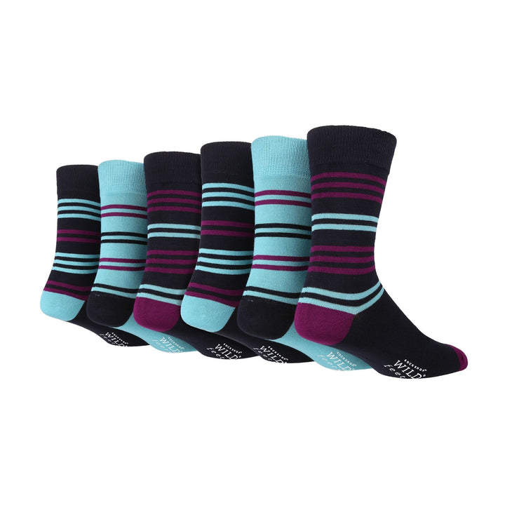 6 Pairs Mens Multipack Bamboo Dress Socks with Stylish Stripes and Polka Dots