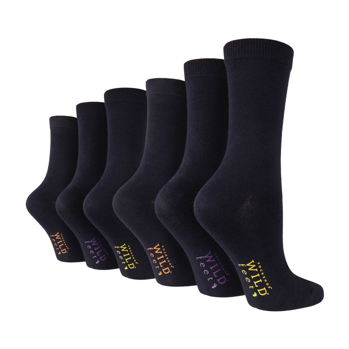 6 Pack Ladies Bamboo Socks: Plain Dress Socks with Unique Foot Patterns