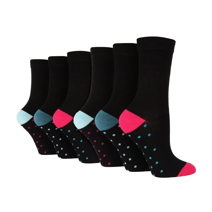 6 Pack Ladies Bamboo Socks: Plain Dress Socks with Unique Foot Patterns