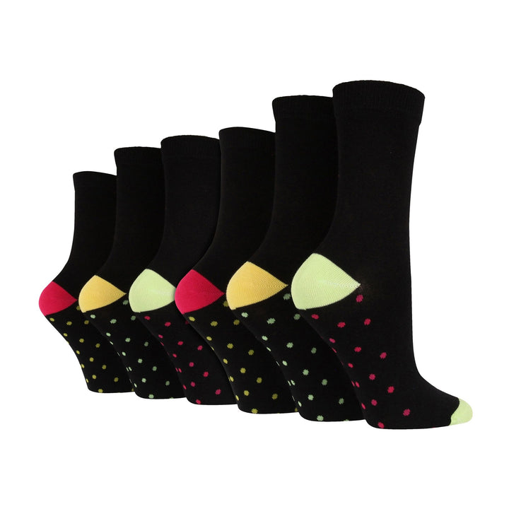 6 Pack Ladies Bamboo Socks: Plain Dress Socks with Unique Foot Patterns