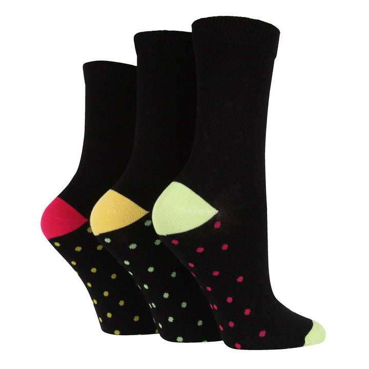 6 Pack Ladies Bamboo Socks: Plain Dress Socks with Unique Foot Patterns