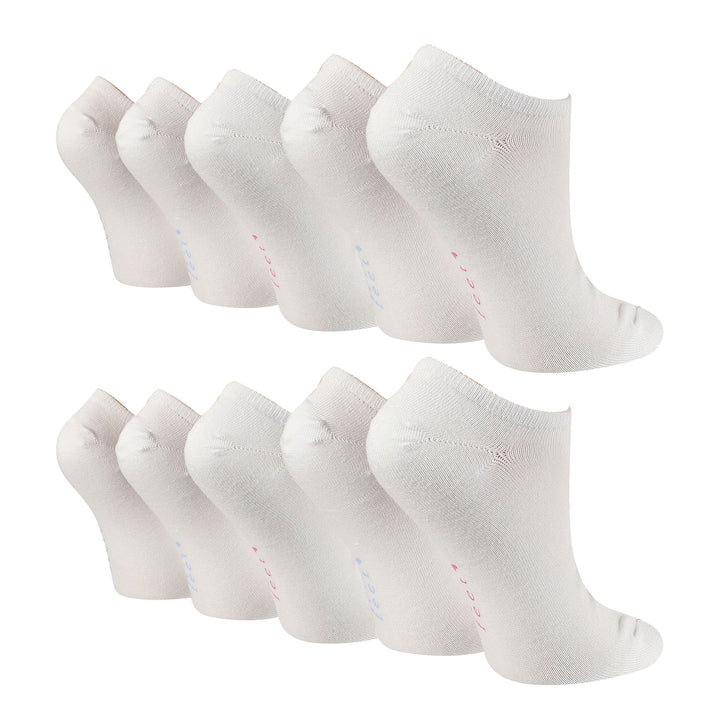 10 Pairs Ladies Bamboo Trainer Socks with Reinforced Heel & Toe