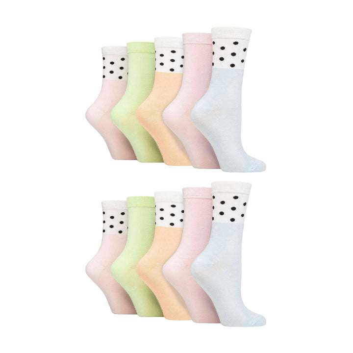 10 Pairs Ladies Bamboo Crew Socks with Patterns