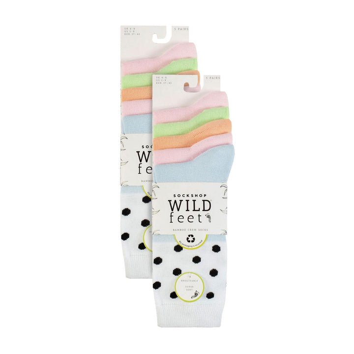 10 Pairs Ladies Bamboo Crew Socks with Patterns