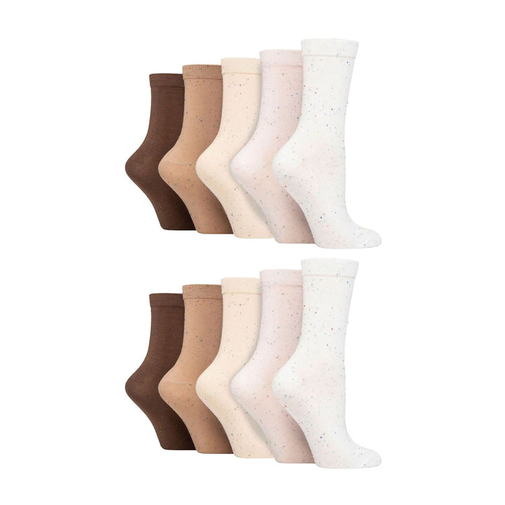 10 Pairs Ladies Bamboo Crew Socks with Patterns