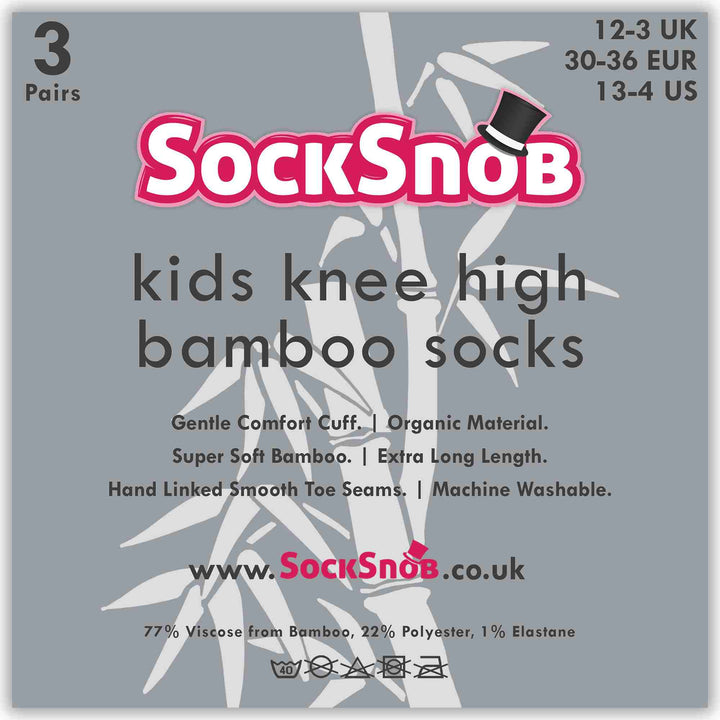 12 Pair Kids Knee High Soft Bamboo Multicoloured School Socks