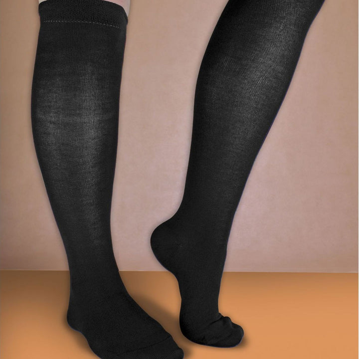 Ladies 6 Pairs Long Bamboo Socks | Knee High Plain & Patterned Design Socks