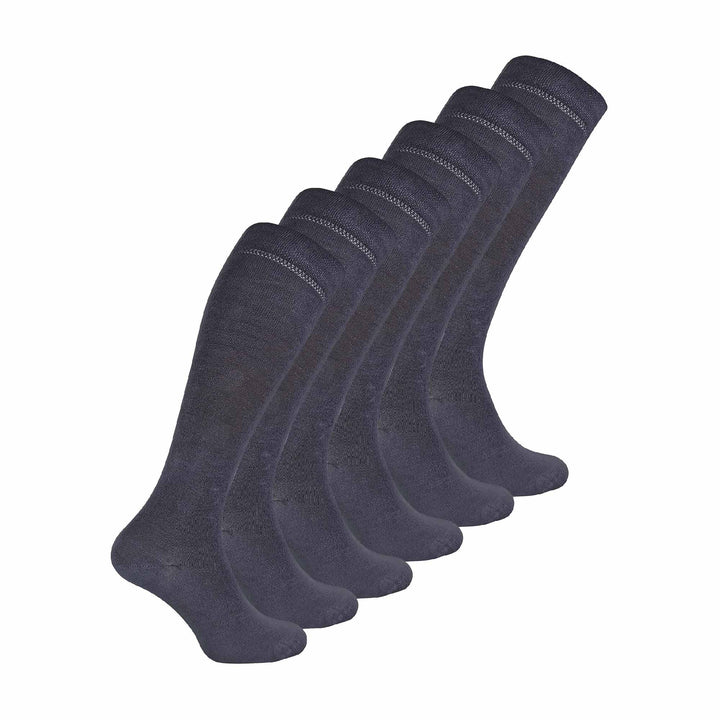 Ladies 6 Pairs Long Bamboo Socks | Knee High Plain & Patterned Design Socks