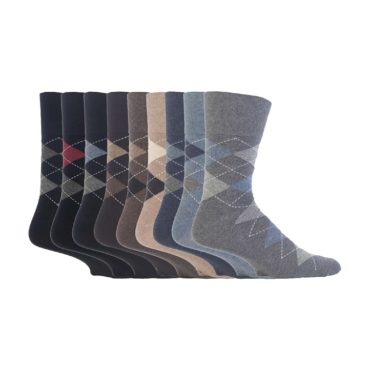 9 Pairs  NON ELASTIC Cotton Mens Socks with Loose Top - Ideal for Diabetic