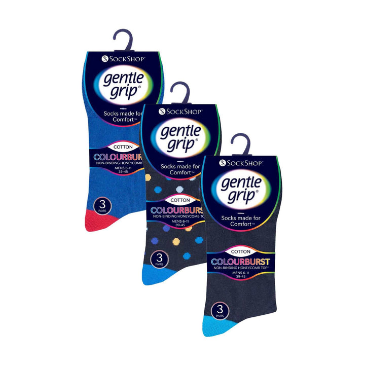 9 Pairs  NON ELASTIC Cotton Mens Socks with Loose Top - Ideal for Diabetic
