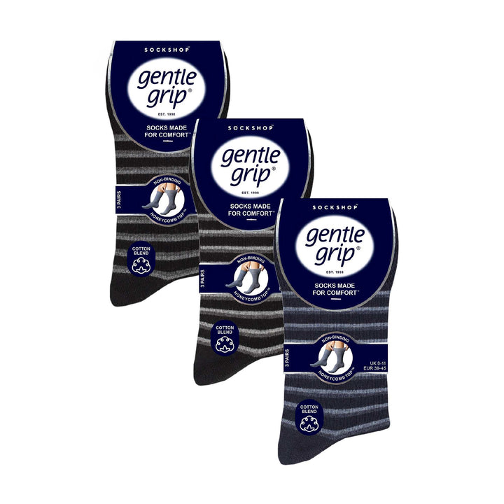 9 Pairs  NON ELASTIC Cotton Mens Socks with Loose Top - Ideal for Diabetic