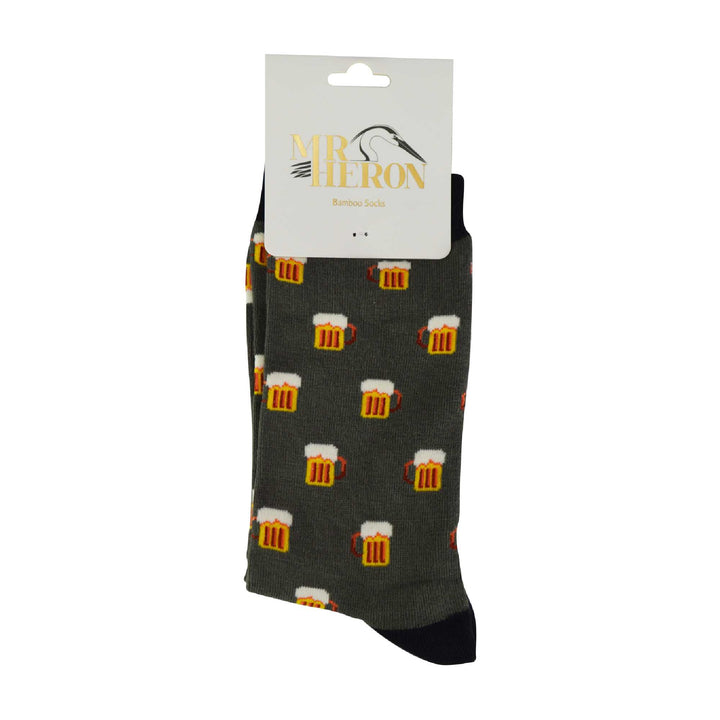 1 Pack Mens Novelty Beer Patterned Bamboo Socks