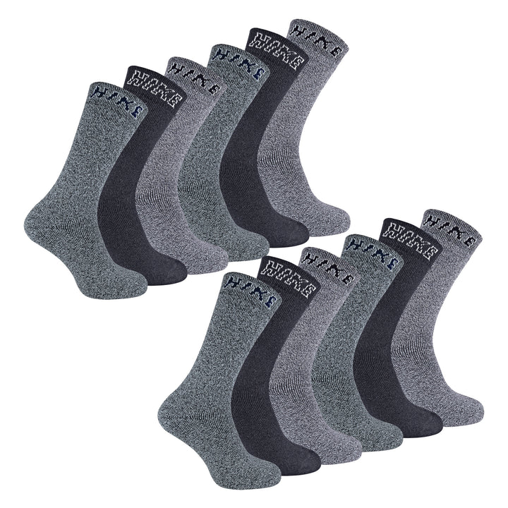 12 Pairs Mens Cushioned Crew Hiking Walking Boot Socks