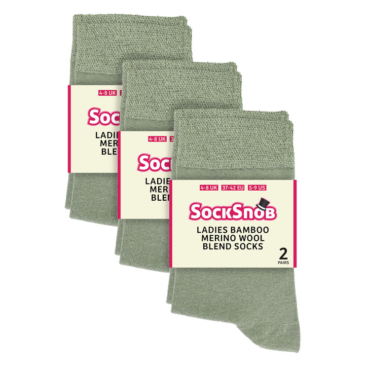 Ladies 6 Pack Bamboo & Merino Wool Blend Socks