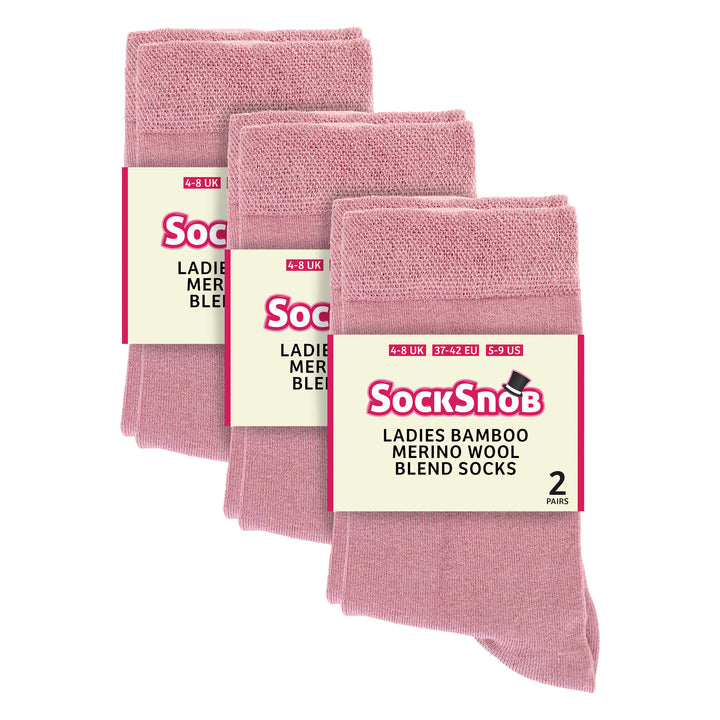 Ladies 6 Pack Bamboo & Merino Wool Blend Socks
