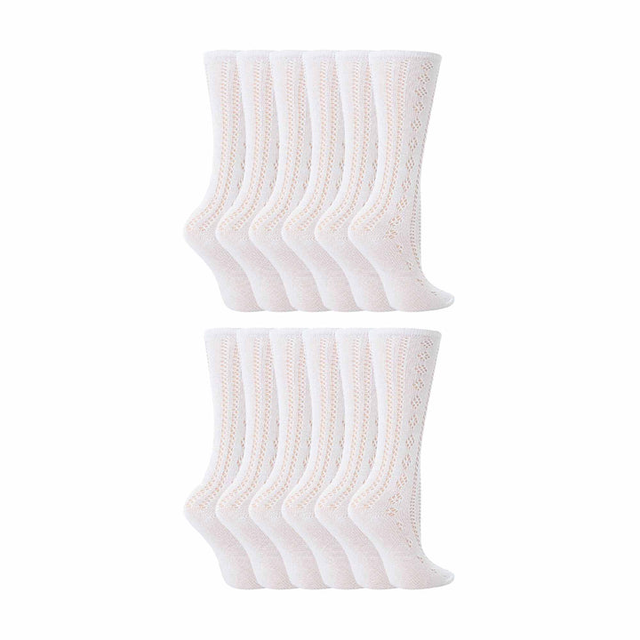 12 Pair Soft Cotton Rich Knee High White Uniform Kids Socks for School