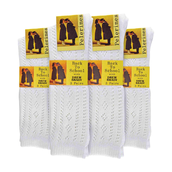 12 Pair Soft Cotton Rich Knee High White Uniform Kids Socks for School